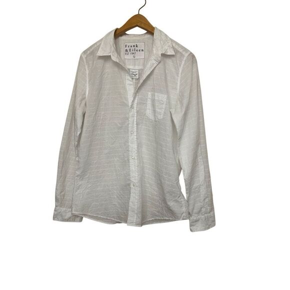 Frank & Eileen $238 Barry Signature Crinkle Shirt in White L